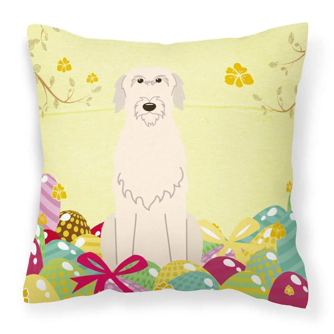 Easter Eggs Irish Wolfhound Fabric Decorative Pillow BB6065PW1818