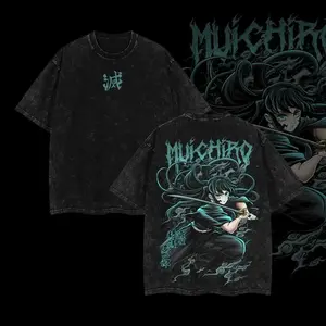 valentine shirts Muichirou Tokito - Demon Slayer Kimetsu No Yaiba Anime Double Printed Acid Washed Tee, Hoodie Crewneck T-Shirt Menswear graphic t-shirts merch