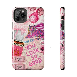 Chic Pink City Girl Collage Phone Case, Preppy Classy Aesthetic, Disco Coquette Case Applicable to iP15Promax ip14Pro mobile phone case 12 trendy brand 13 anti-fall cover 14Promax 15Pro cute Plus phonecase Accessories Acrylic casetify