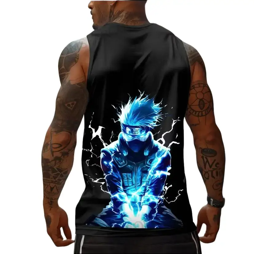 Casual Anime Kakashi Hatake Print Gym Tank Top