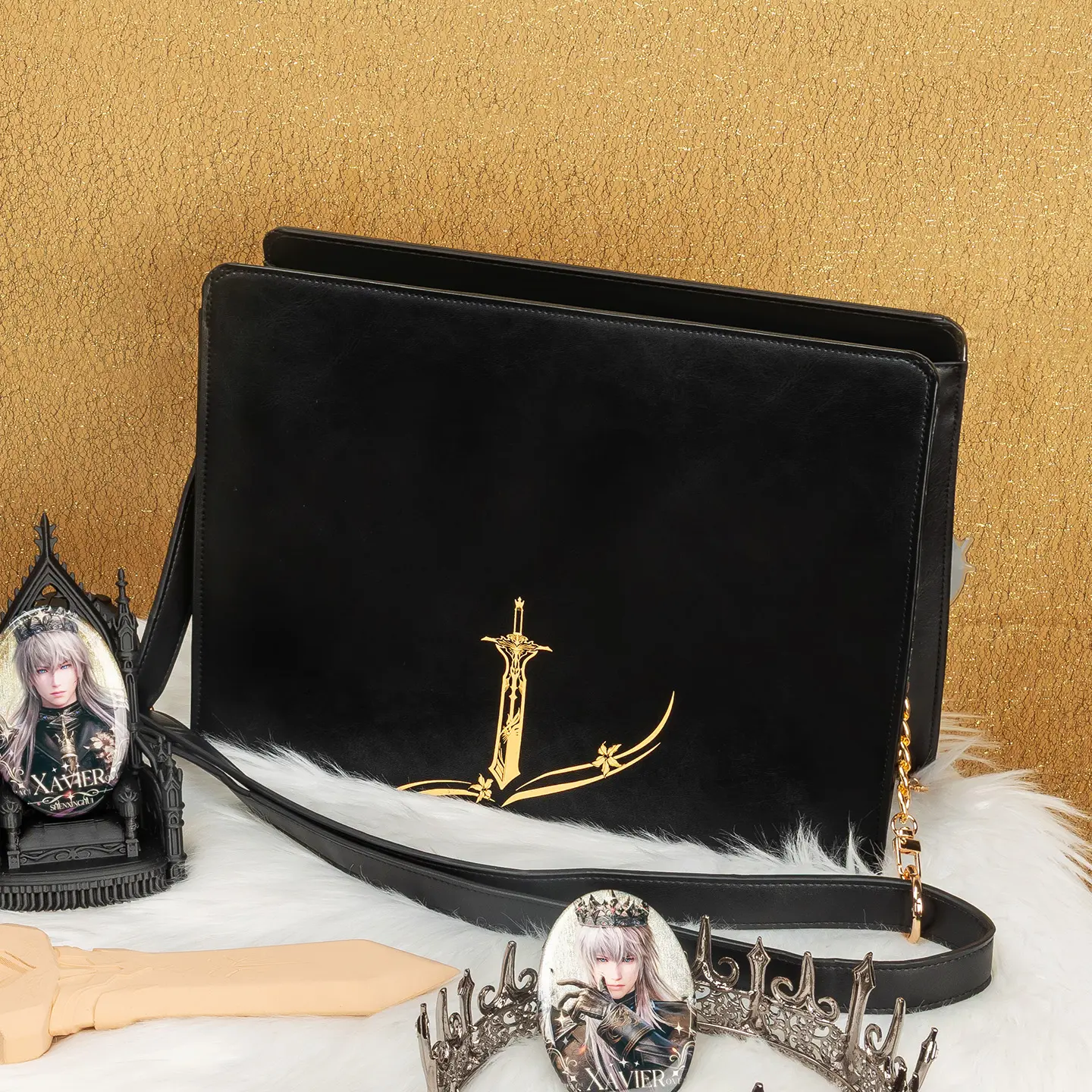 The Junco Eclipsed King Ita Bag - Goth PU Leather, Elegant Dark