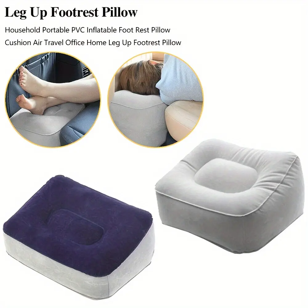 Soft Inflatable Travel Foot Pillow, Velvety Foot Pad, Plush Feel, Ideal for Office, Home, Camping, Airplane Travel Comfort