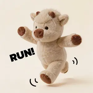 RunRun Cow | 15" Highland Cow Stuffed Animal Plush Running Series Baby Bull Toys Cattle Doll Gifts for Adults & Kids Birthday