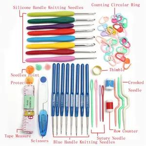 Handmade Crochet Set | Wool Yarn Hooks & Tools | Metal Aluminum Crochet Kit with Storage Box