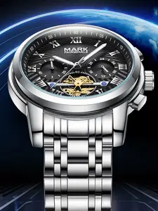 Mark Fairwahle Men's Quartz Watch, Waterproof Luminous Three-Eye Multi-Function Timer Calendar, Fashion Business Style, Model Fw-5036
