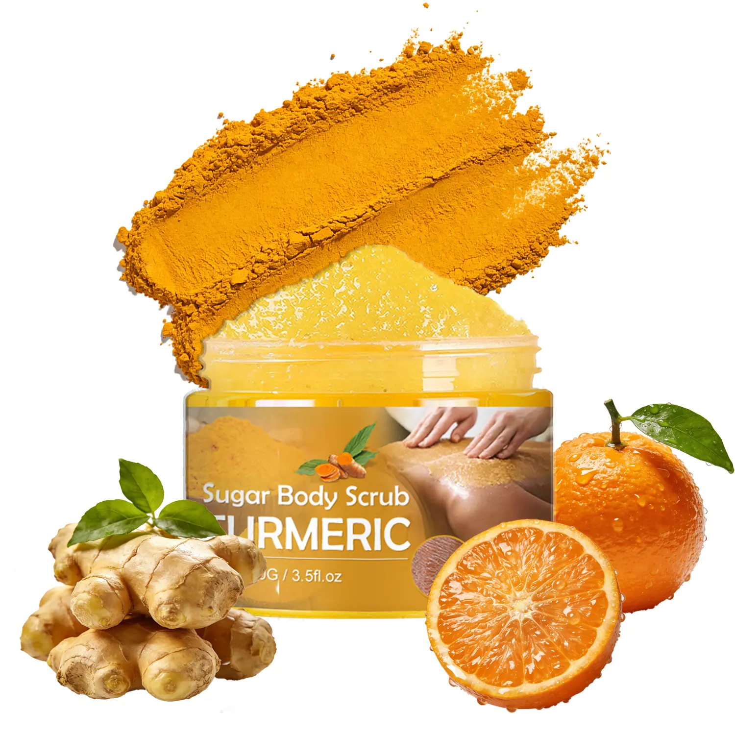 TrueRelief Turmeric Nourishing Body Scrub (100g) - Single Item Plant-Based Gentle Exfoliator, All-Skin Sugar Scrub with Turmeric Extract, Cocoa, Citrus, Moisturizer, Anti-Aging Hydrating Ingredients, 36-Month Shelf Life for Smooth Radiant Skin,summerwins