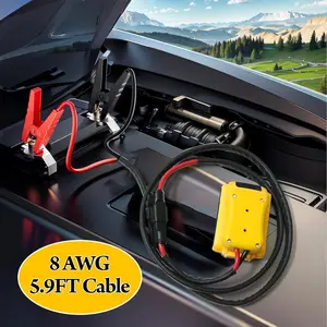 Premium 3in1 Jumper Cable Adapter  5.9Ft x 8AWG Detachable Replacement Head, Automotive Booster Starter Tool for Milwaukee M18, DeWalt  Energy Storage Batteries