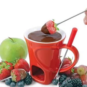 Valentine's Day Ceramic Chocolate Cup, Chocolate Melting Cup Set, Mini Chocolate Melting Cup, Does Not Include Tea Light, Comes with Fork