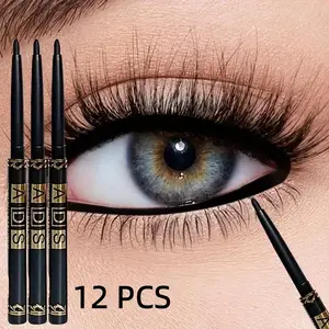 Value Pack of 12 Eyeliners -- Long-lasting smudge-proof formula, with rich, dense lines, perfect for creating winged eyeliner looks, suitable for achieving flawless eyeliner, safe for sensitive eyes, smooth and easy to apply, Eyeliner Pen, Eyeliner Makeup