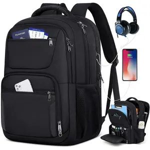 Travel Laptop Backpack, 17 Inch  Laptop Backpack with USB  Hole 45L Anti  Travel Backpack Water Resistant College Business Computer Bag Fit 17.3 Inch Laptop for Men Women Black