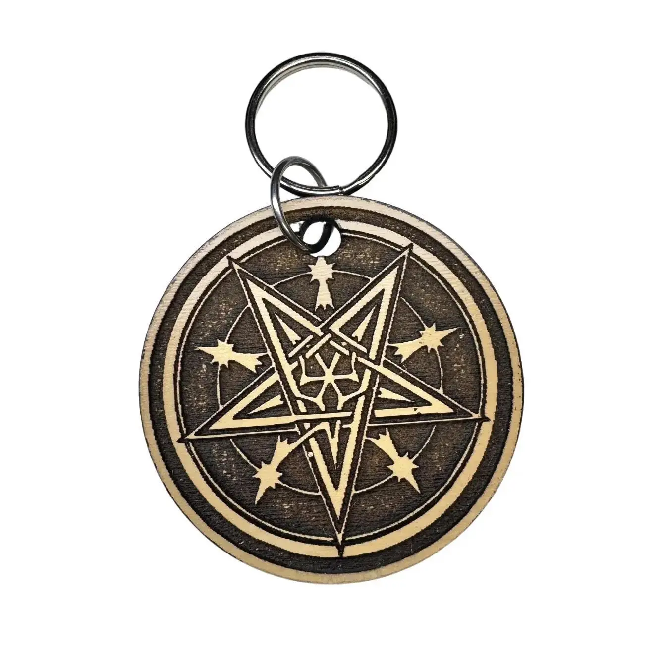 Witchcraft - wood laminate keychain with stainless steel hardware