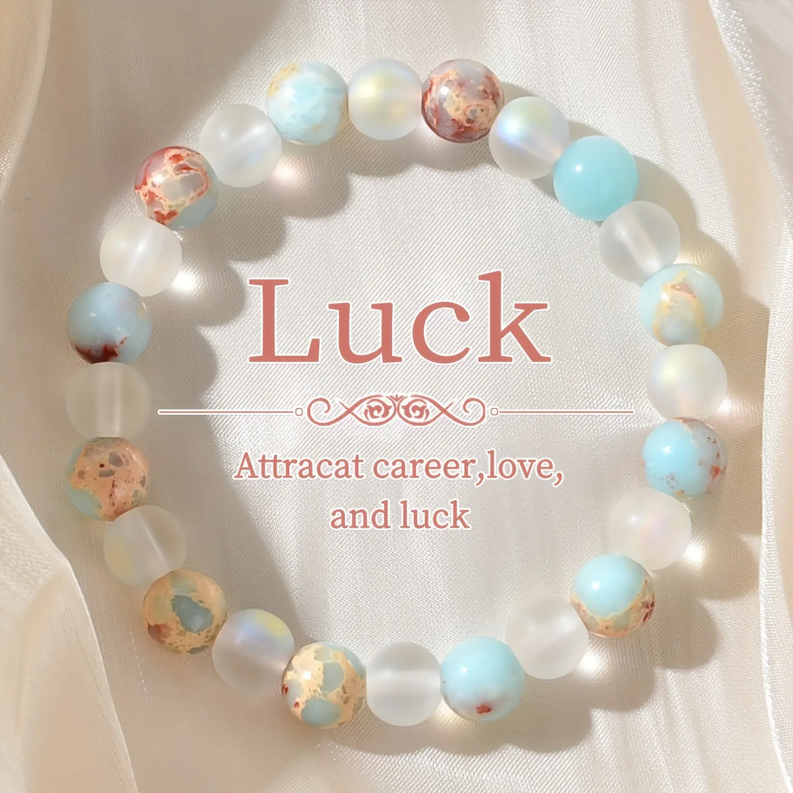 Unisex Bracelet with Genuine Aura Quartz & Natural Sea Sediment Beads, Stackable Jewelry for Couples, Valentine's Day Gift, Couple Bracelet Set, Bracelets