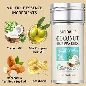 Coconut Hair Wax Stick, 24h Strong Hold, Lightweight & Non-Greasy, Frizz Control, Edge Styling, All Hair Types, 75g