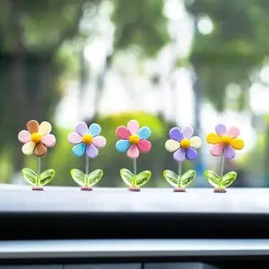5PCS Solar Sunflower Car Dashboard Decor, TikTok Viral Dancing Flower Ornament, Cute Shaking Head Auto Accessory for Car Interior, Aesthetic Center Console Decoration & Gift Idea summerwins