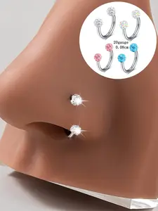 20Gauge Sparkling Clay Ball Horseshoe Nose Ring, 8mm Hoops for Cartilage Tragus Earrings Helix Piercing Jewelry Lip Rings Hypoallergenic Stainless Steel