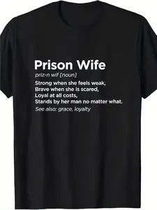 Men'S T-Shirt Featuring a Prison Wife Theme Complete with a Slogan And Graphic of Prison Bars. This Breathable And Soft Crew Neck Tee Is Designed for The Spouses of Inmates And Is Machine Washable. Available in a Similar Style for Both Men And Wome