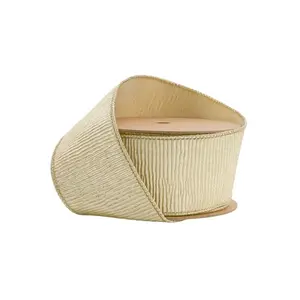 2 1/2" Wired Ribbon | Gold Metallic Pleated | 10 Yard Roll
