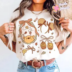 Coquette Bow Magic Kingdom Winnie The Bear Shirt, Bear Bear Family Vacation 2025, Bear Honey & Co Magic Kingdom Girl Trip Shirt, Birthday Girl Tee