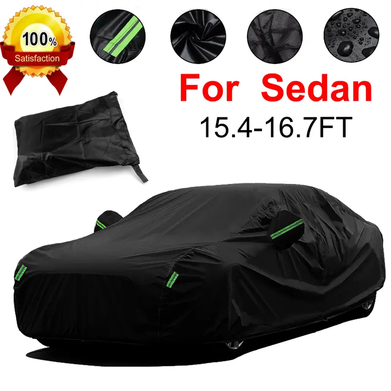 Outdoor Full Car Cover, Fit for 15.4-16.7FT Sedan, Waterproof All-Weather Protection, Sun UV Snow Rain Resistant