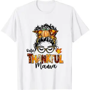 Thankful Mama Cotton T-shirt Gift for Mama Thanksgiving Gift Fall Shirt