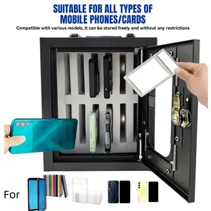 1Pc Steel Safe Box For Your Value Collection Cards and Phones Secure Wall Protective Case Valuable Holder With Carrying Handle, Compact Safety Lock, Display Window & Slots - Ideal For Mobile Phone For Sports Star Game Graded Card Slab For PSA CGC BGS S