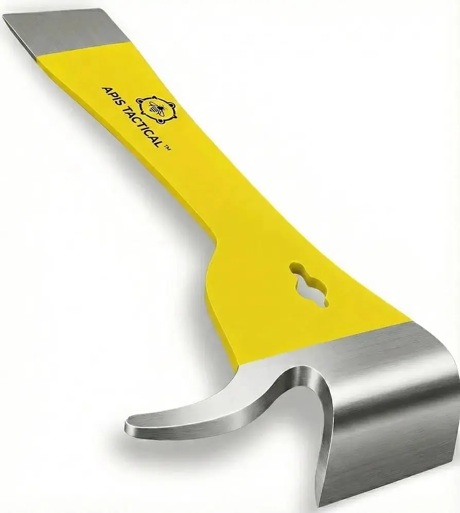 Apis Tactical Type 2 Hive Tool, 3.5mm Stainless Steel Beekeeping Scraper with Textured Grip, Heavy-Duty Hive Tool for Pry, Scrape & Lift