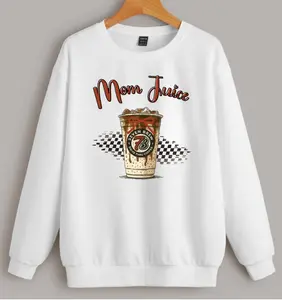 Mom Juice Iced Coffee Drink Funny Graphic Coffee Sweatshirt - Shirt, 7Brew Caffiene Lover, Funny Coffee Tee, Trendy Café Sweater, Cute Coffeeholic Tee