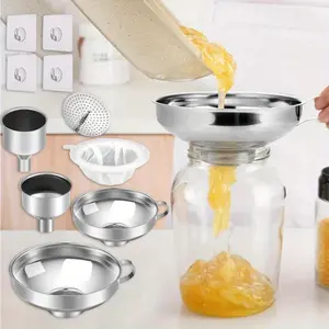 10 Pack Canning Funnel with Strainer, Food Grade Funnel for Kitchen Use, Metal Large & Small Wide Mouth Funnels for Mason Jars, Stainless Steel & Dishwasher Safe