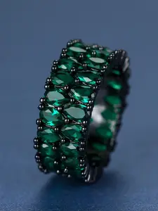 Fashion Artificial Zircon Decorated Ring, Artificial Gemstone Ring, Vintage Copper Ring for Women & Men, Style Jewelry for Party, Daily Clothing Decor, Trendy All-match & Exquisite Jewelry for Birthday Gift