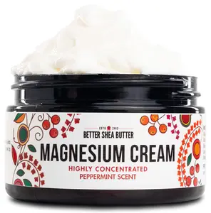 Peppermint Magnesium Cream for Better Sleep and Muscle Relief, Moisturizing Night Lotion for All Ages and Skin Types, with Shea Butter, Mango Butter and Apricot Oil