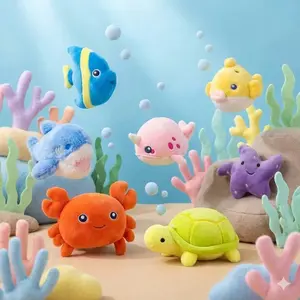 sibling  gifts 7-Pack cute Animal soft doll Sea fluffy  stuffy Creature anime Plush Set Bulk – Soft Sea Plush Pillow for Kids Gifts & Room Decor  little  kids