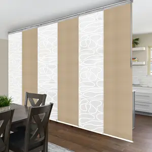 6-Panel Single Rail Panel Track Blind Extendable 70"-130"W x 91.4"H, Panel width 23.5", Whirl White, Dunmore Cream