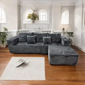 ModMood 105" Boneless Couches for Living Room Modular Sectional Sofa with Oversized Chaise L-Shape Cloud Couch with Deep Seat High-Density Memory Foam No Assembly Required Plush Corduroy