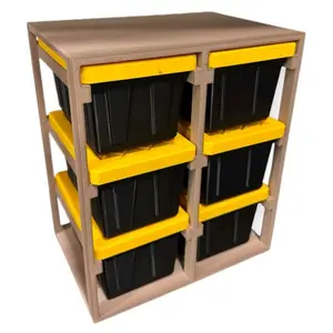 Teeny Tiny Tote Rack Shelves with 6 Mini Bins 3D-Printed Compact Stackable Storage for Desks Crafting Classrooms Organizer Lightweight Sturdy