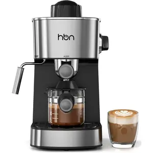 Espresso Machine, 3.5Bar Cappuccino & Latte Maker, 2-4 Cup Stainless Steel Coffee Machine with Milk Frother, 800W with Steamer, Compact Coffee Maker for Home and Office