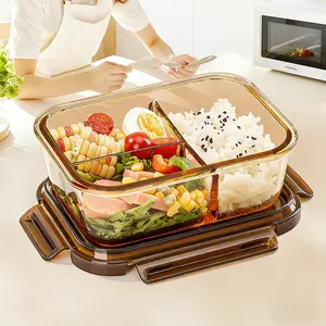 Glass Lunch Box Microwave Safe Bowl with Lid, Sealed Food Container for Fruits and Bento Boxes, Reusable and Durable Meal Prep