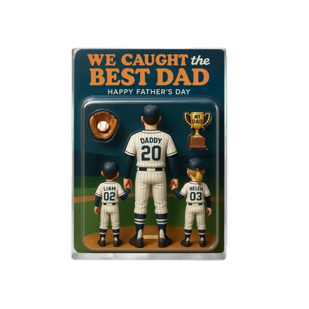 Personalized Baseball Dad Gift – Custom Acrylic Block with Figure, Perfect for Father’s Day or Husband