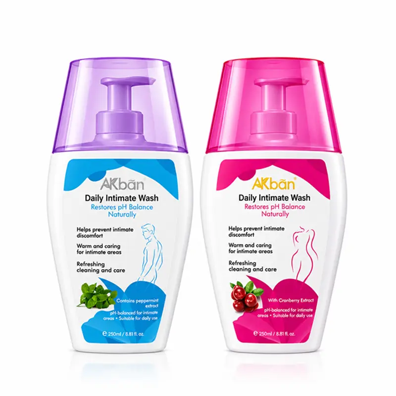 AKBAN Intima pH Balanced Antibacterial Intimate Wash Liquid, 250ml Cranberry & Mint with Natural Extracts, Hydrating Gentle Soothing Daily Feminine Care Cleanser