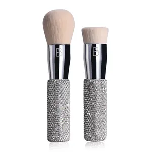 2PCS Professional Makeup Brush Set, Flat Head Foundation Brush & Loose Powder Brush, Soft Dense Bristles for Even Coverage and Flawless Base, Ideal for Beginners and Pros