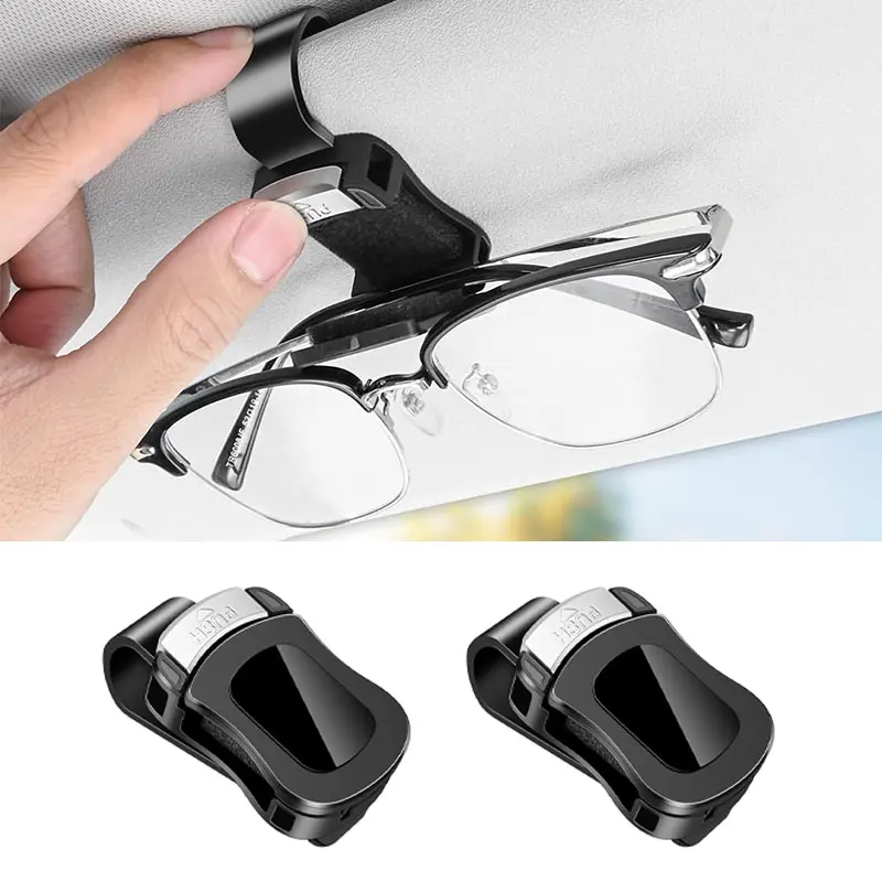 2-Pack Car Visor Glasses Clip – Universal Sunglasses Holder with Sponge Padding, Easy Install Space-Saving Eyeglass Mount for Truck RV Sedan, Auto Interior Organizers, Cars Accessories