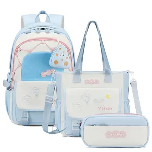 3Pcs School Backpack for Girls Aesthetic Bookbag with Lunch Tote & Pencil Case Elementary Middle High School Students Travel Daypack 3-IN-1 Set Multi-Pockets Large Capacity Durable Water-Resistant