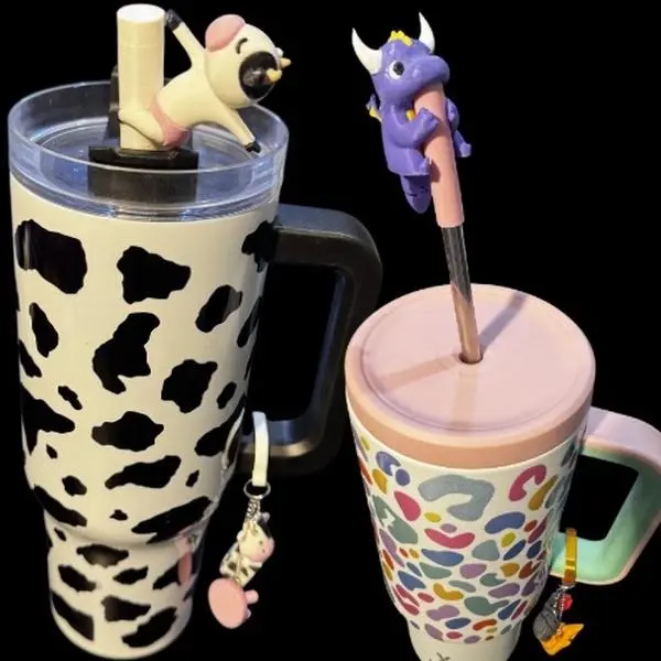 Sip-N-Buddy | Tumbler Charm Keychain + Straw Topper Set