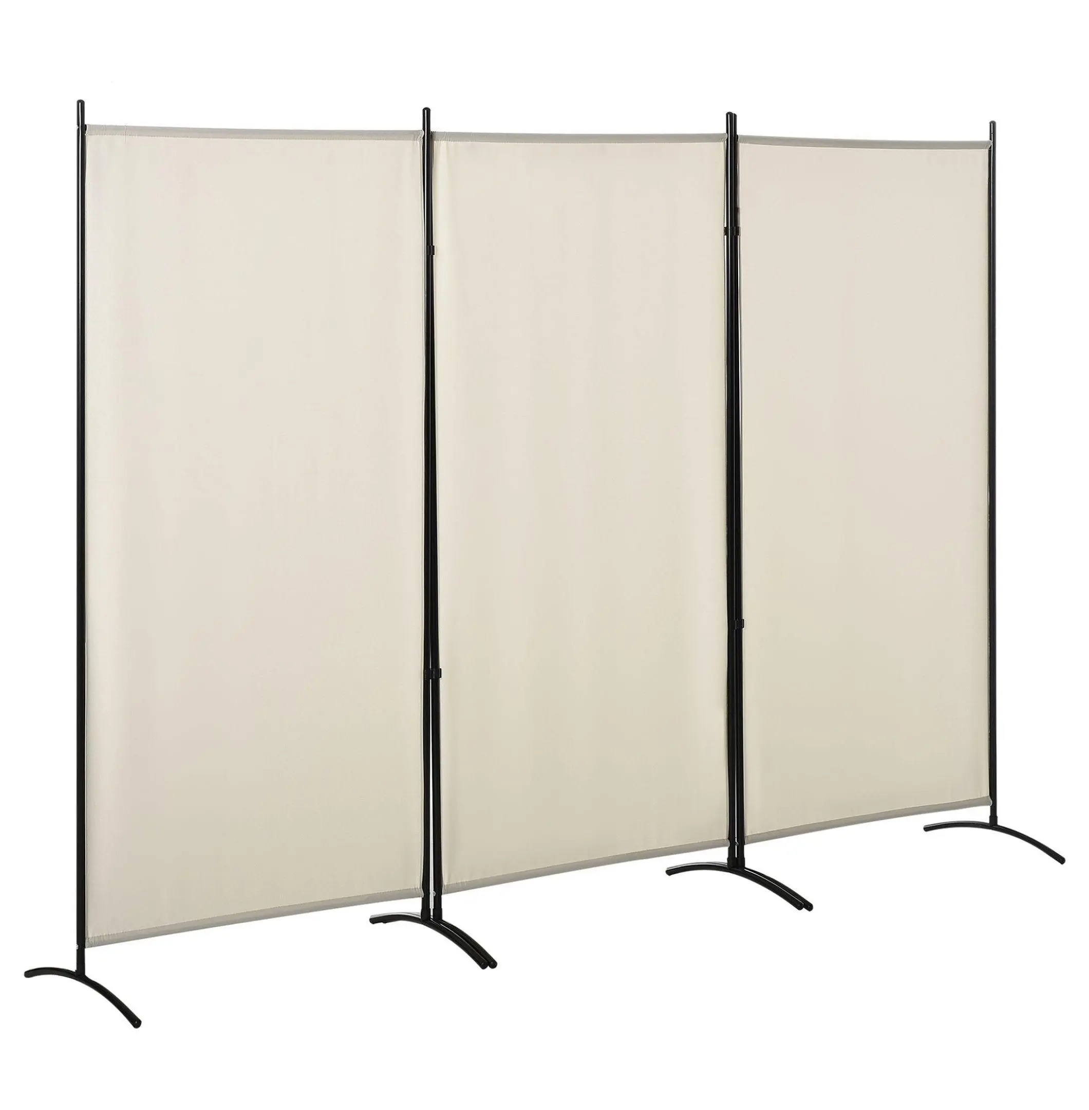 6' Beige Room Divider, 3-Panel Folding Privacy Screen for Indoor Use, Lightweight Portable Partition Wall, Adjustable Angle, Easy Assembly
