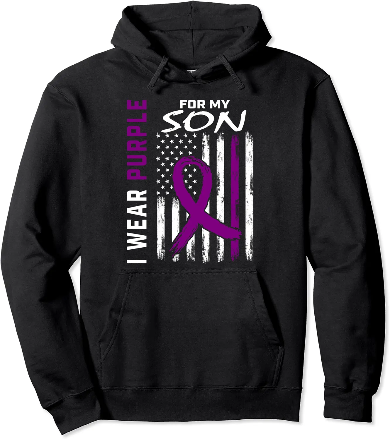 I Wear Purple For My Son Epilepsy Awareness American Flag Pullover Hoodie - Anarosavill Shop 68B0CXSLTPDF