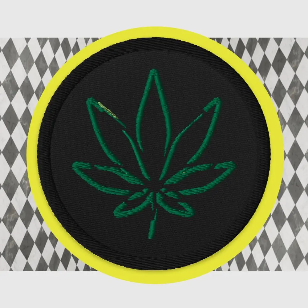 Embroidered patche- weed leaf