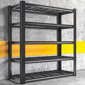 Adjustable Five-tier Garage Storage Rack with Stable Structure - Heavy-Duty Metal Shelving Unit for Kitchen, Garage, and Industrial Use - Organiser Tool with Rubber Hammer Gift