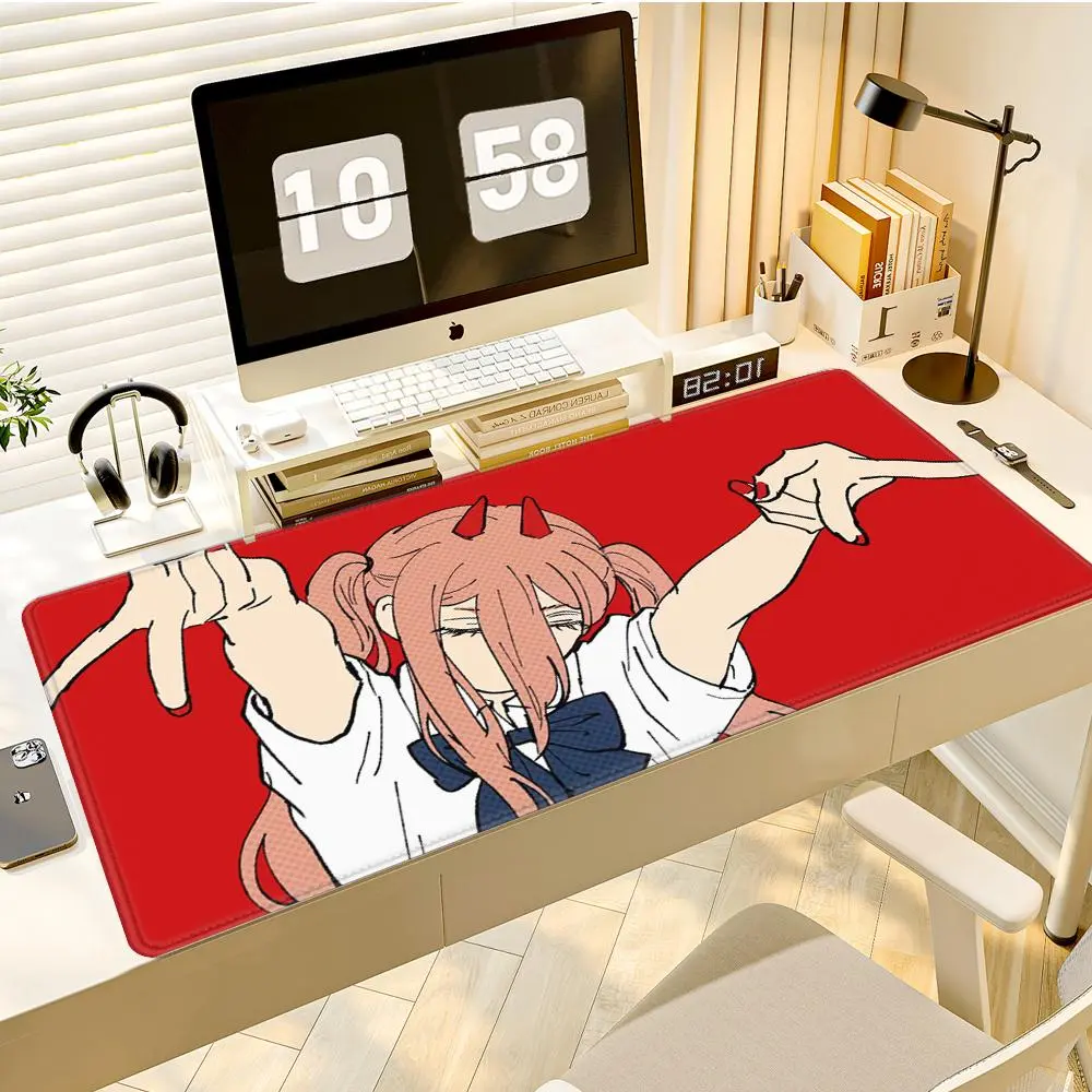 Power Chainsaw Man Deskmat Gamer Girl Carpet Xxxl Mouse Pad 1000x500 Playmat Red Computer Mat Anime Mousepads Desk Accesories
