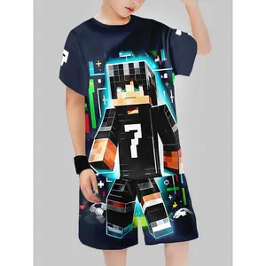 Boys Suit Fashion 3D Printed Casual Pullover Short Sleeve Shorts T Sweatshirt, BoysOutdoor T-Shirt shorts Set, for Outdoor