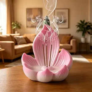 Lotus Shape Conical Incense Burner, Multi-Purpose Home Decor, Yoga and Meditation, Travel Mosquito Repellent, Elegant Container, Creative Stand, Outdoor Solution