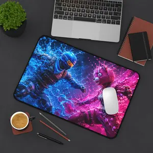 Energy Clash in Liquid Combat Mouse Pad — Fortnite-style Warriors